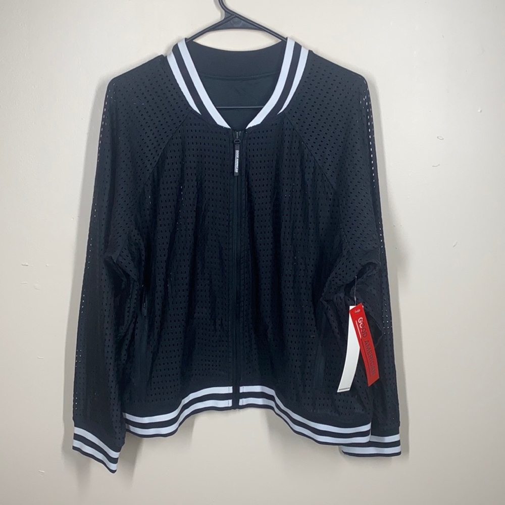 {NWT} Good American Track Jacket Black Size 6